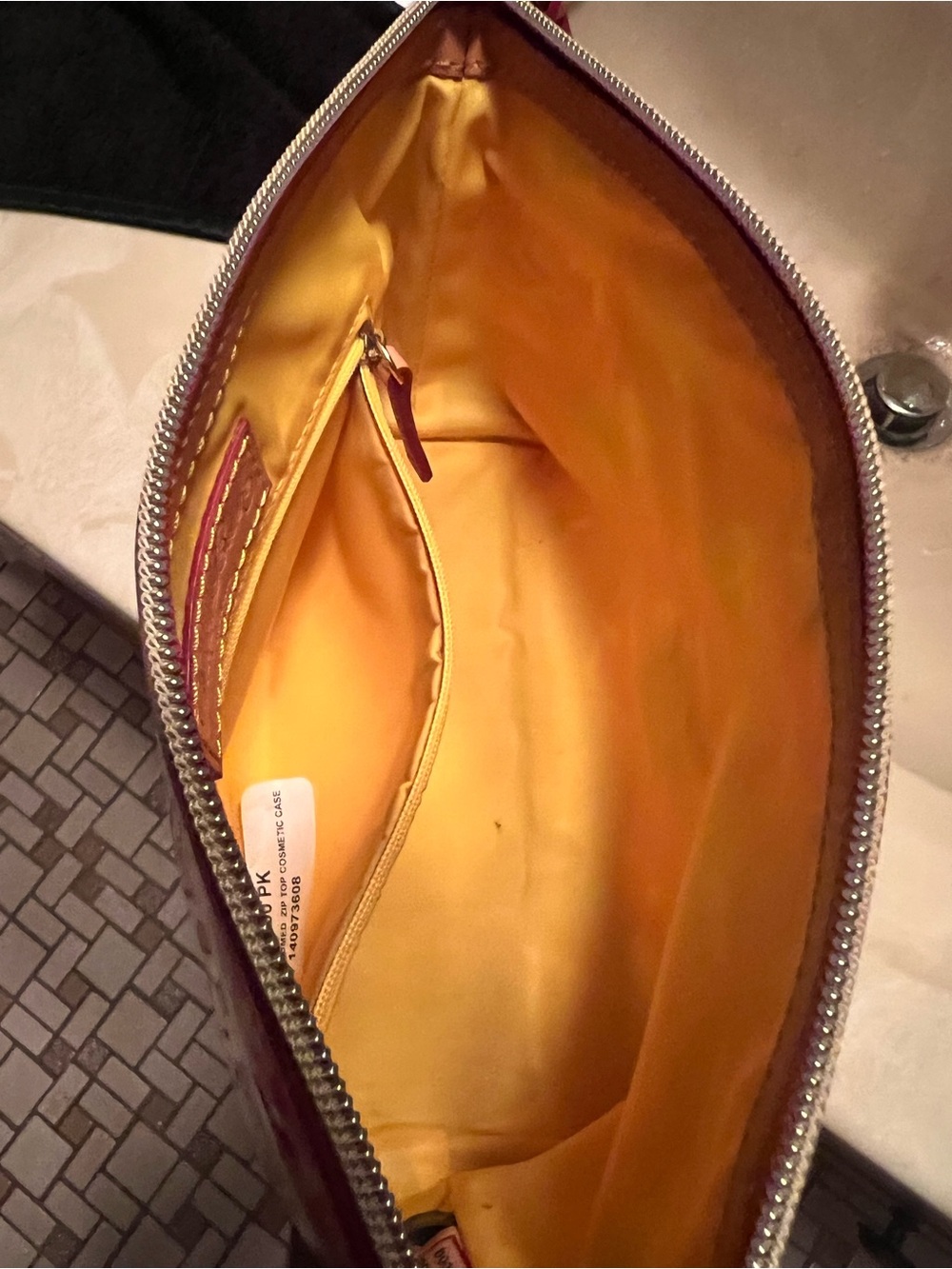Dooney & Bourke Pink Floral Vinyl Makeup Bag with Gold Logo - Picture 4 of 4